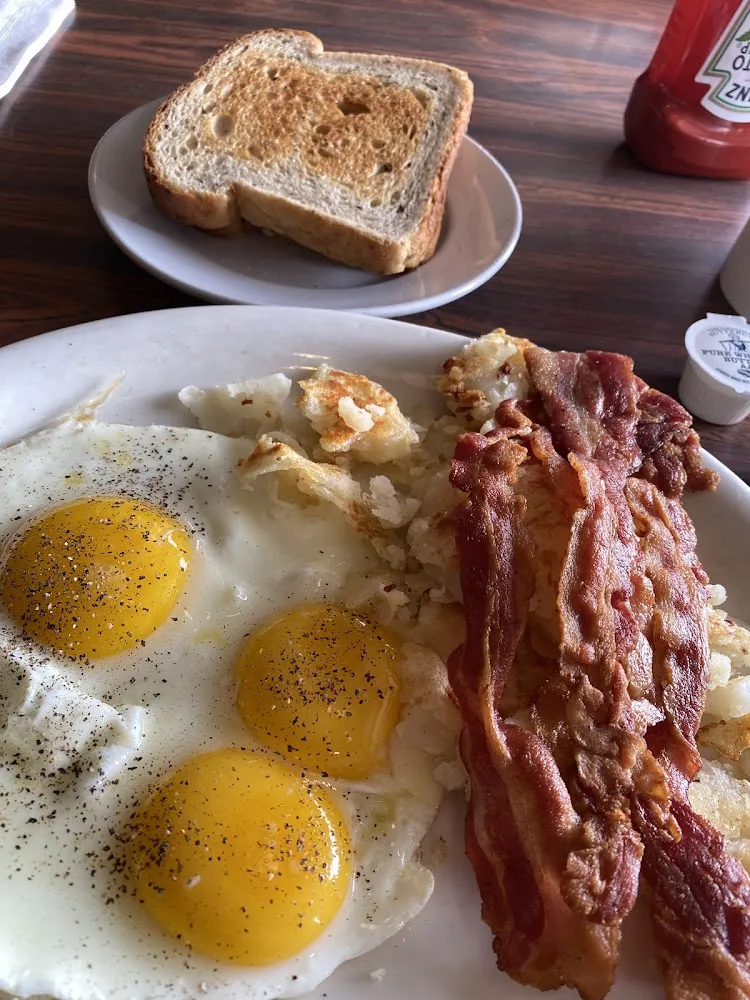 Three Egg Window Special with a Side of Bacon